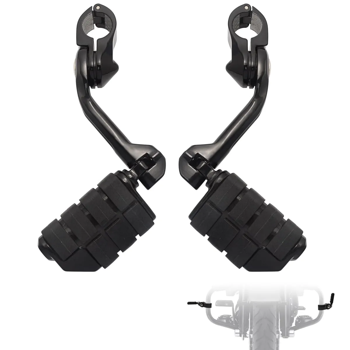 1.25' Adjustable Highway Footpegs for Harley Touring, Street Glide, Electra Glide, Black