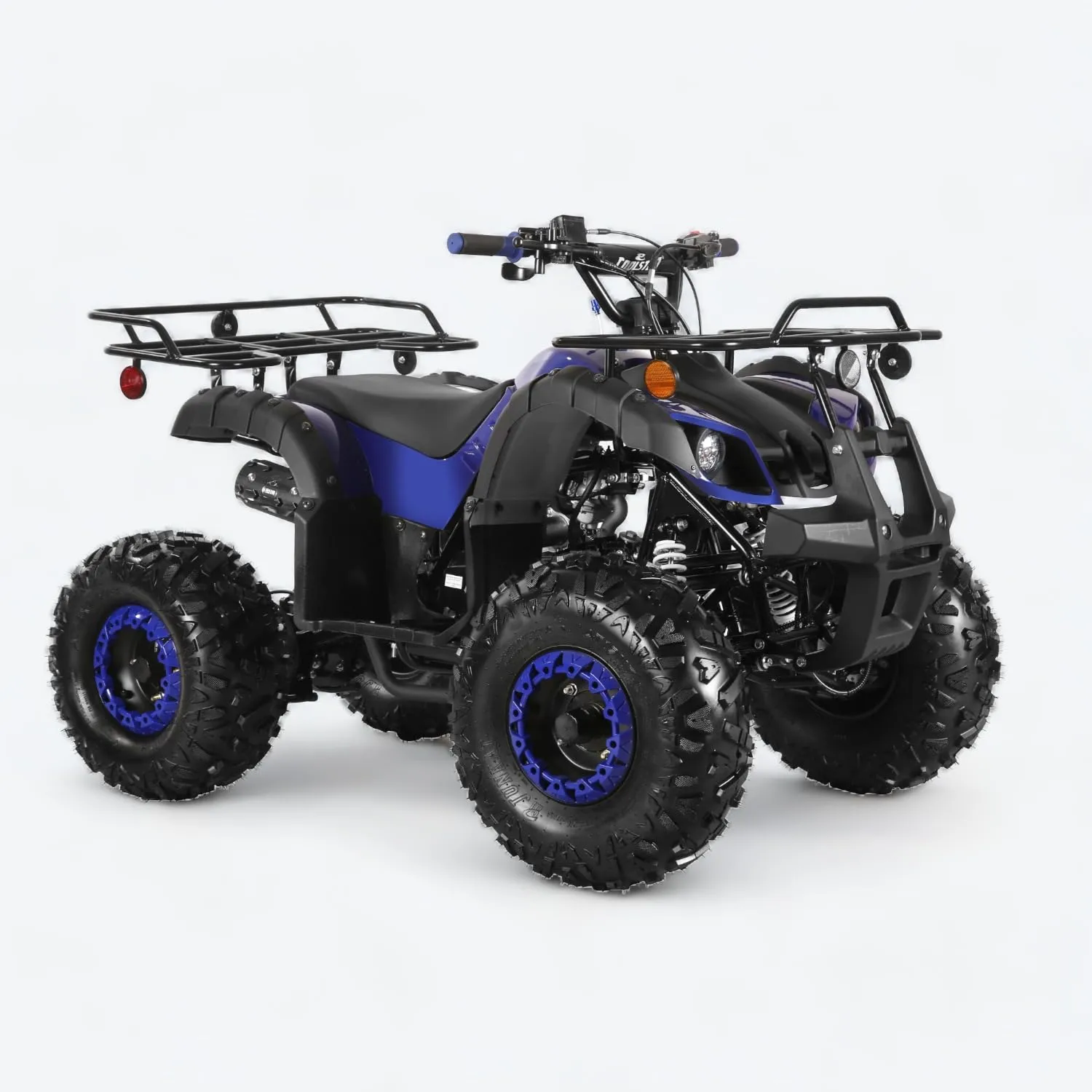 125cc Fully Assembled ATV with Automatic Engine, Reverse, and Dual Racks in Blue