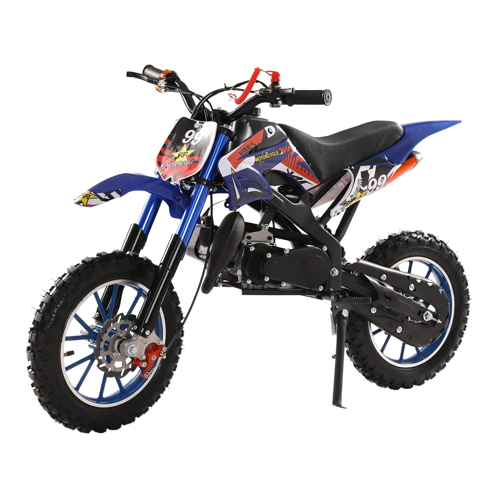 49cc 2-Stroke Kids Dirt Bike, Gas-Powered Motocross Pocket Rocket, 40KM/H Speed, Blue