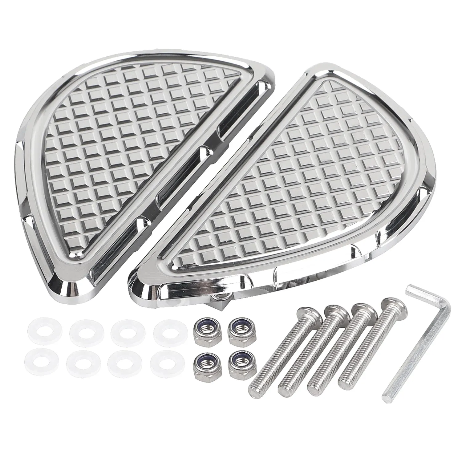 Aluminum Diamond Style Chrome Passenger Floorboards for Harley Touring Models 1993-Later