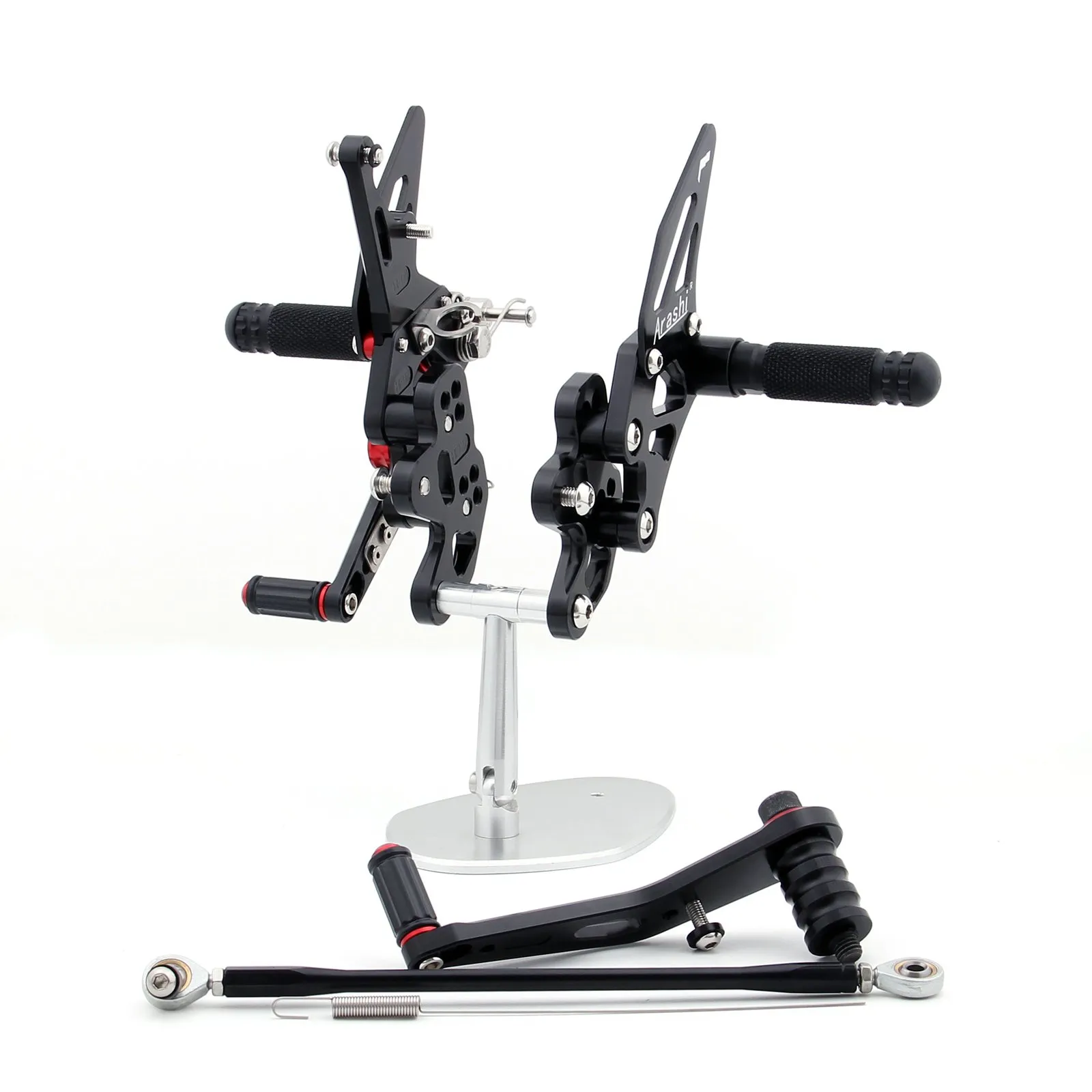 Bruce & Shark Adjustable Rearset Foot Pegs for Suzuki GSXR 600/750 2006-2010, Black