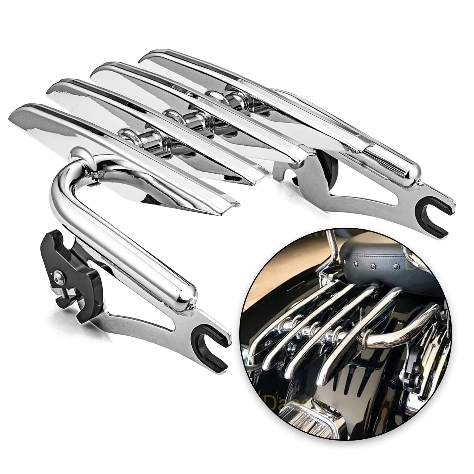 Dasen Chrome Mounting Stealth Luggage Rack for 2009-2024 Harley Davidson Touring Models