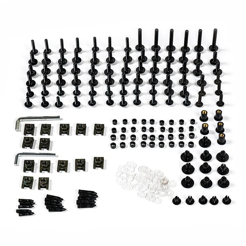 Fairing Complete Bolts Kit for Honda/Suzuki/Yamaha/Kawasaki - Black Aluminum Fasteners