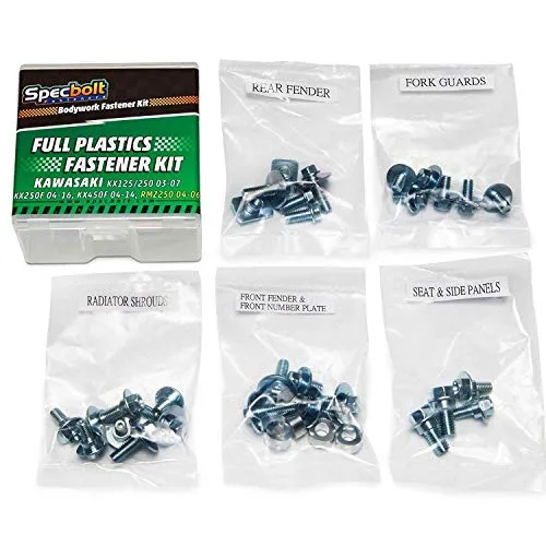 Full Plastics Fastener Kit for Kawasaki KX125/250, KX250F, KX450F & Suzuki RMZ250