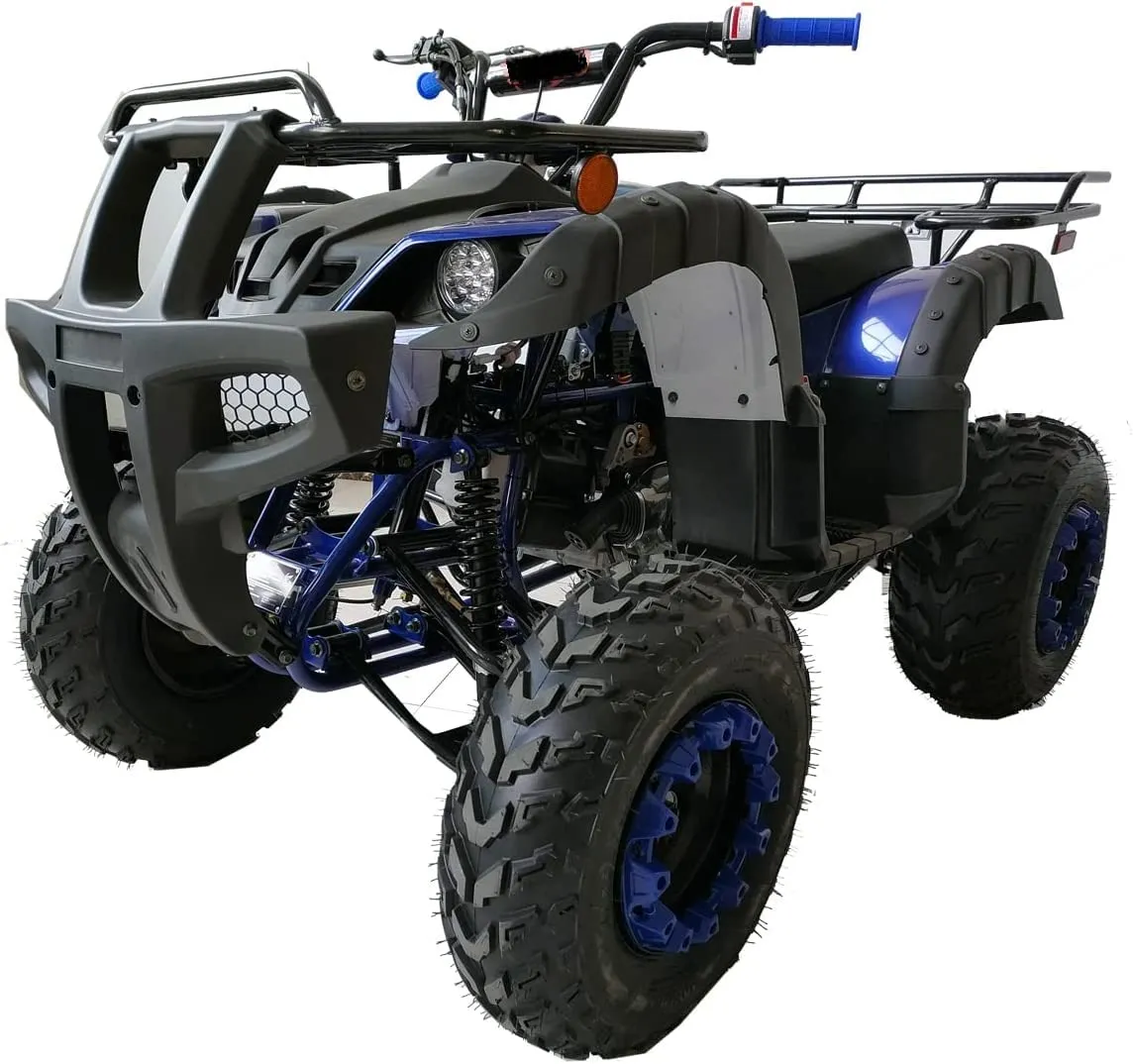 HHH 200cc ATV Utility Quad Automatic Transmission Reverse LED Headlight 23'/22' Wheels Blue