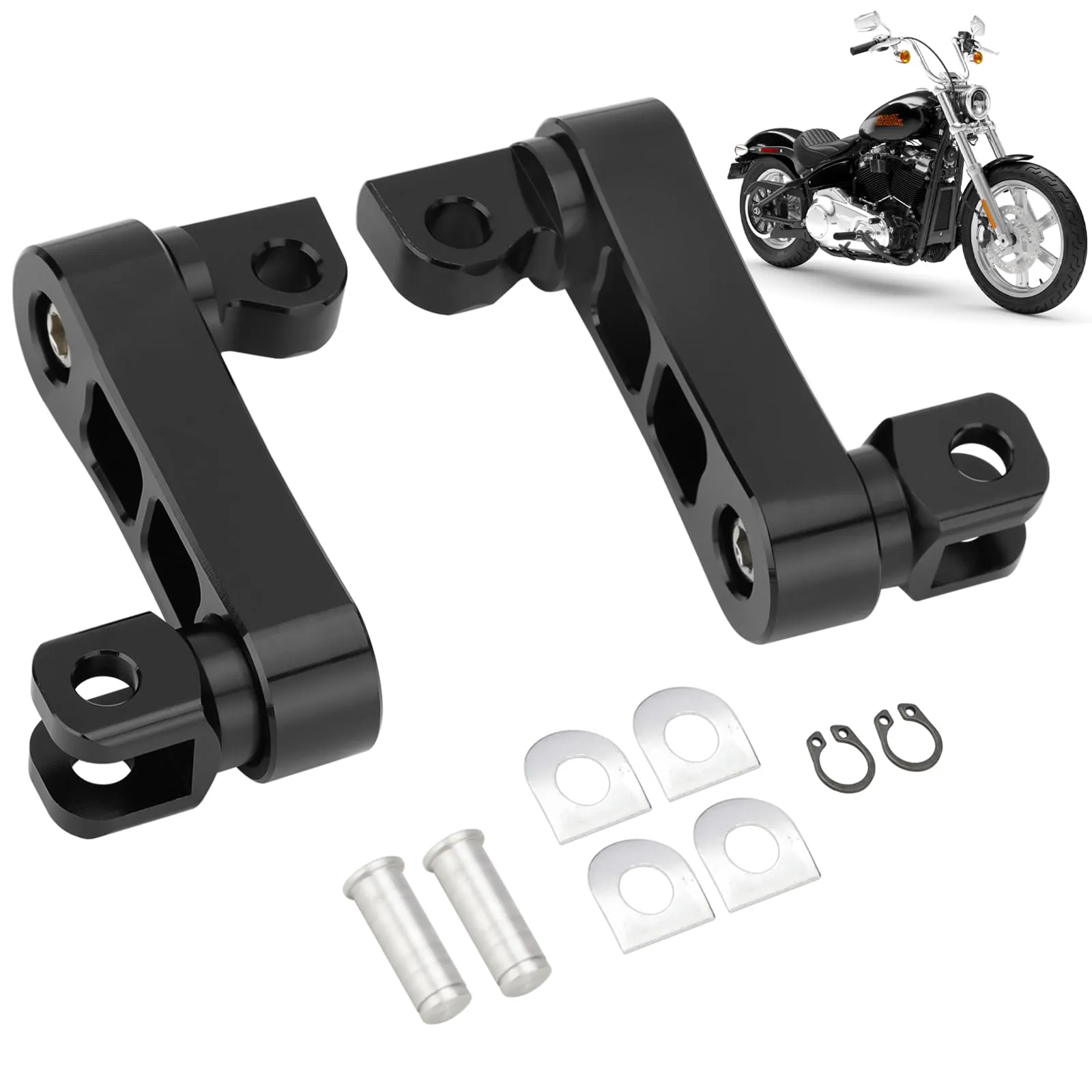 Highway Adjustable Passenger Footpegs for Harley Dyna/Sportster/Softail/Touring - Black