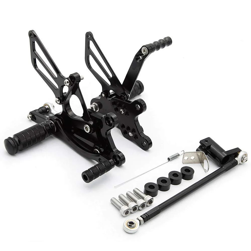 Krace Motorcycle Rearsets Footpegs for Honda CBR954RR CBR929RR 2000-2003 Black Aluminum