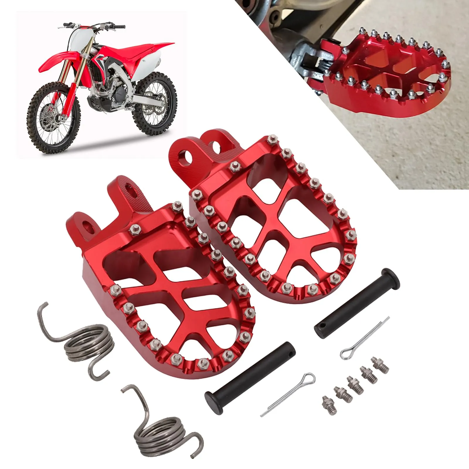 Motorcycle Foot Pegs in Red for CR80/85, XR250R/600R/650L/650R, CRF230L/1000L, KLX250/300