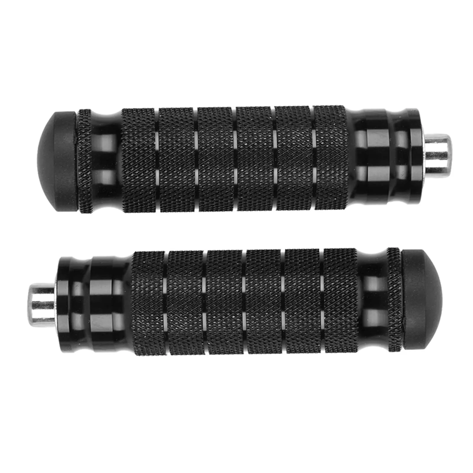 Motorcycle Rear Footrests Aluminum Billet Pedals Universal M8 Non-Slip Replacement Pegs, Black