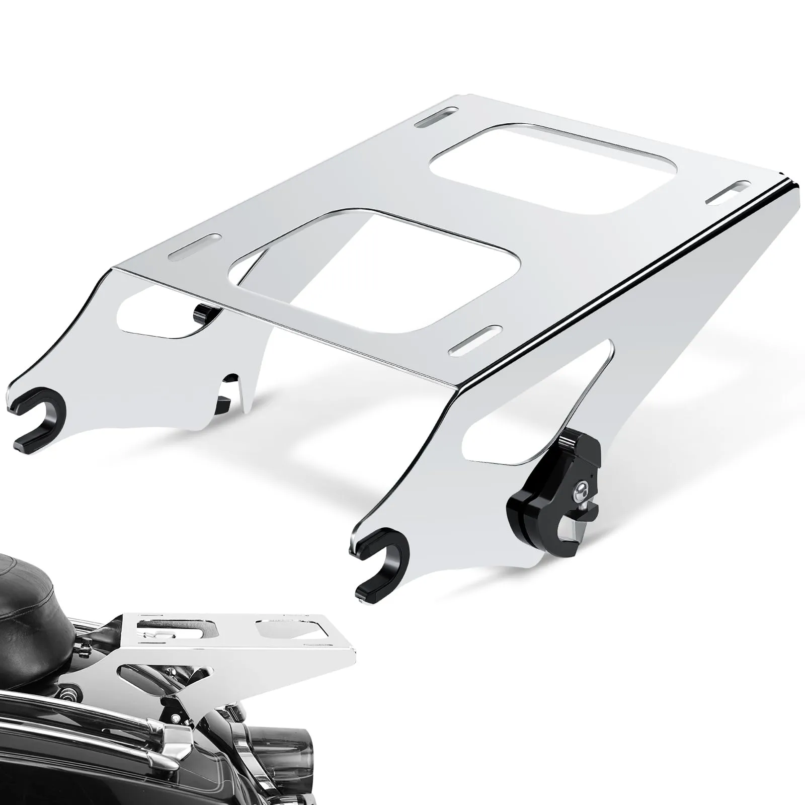 PBYMT Detachable Chrome Luggage Rack for Harley Davidson Touring Models 2014-2024