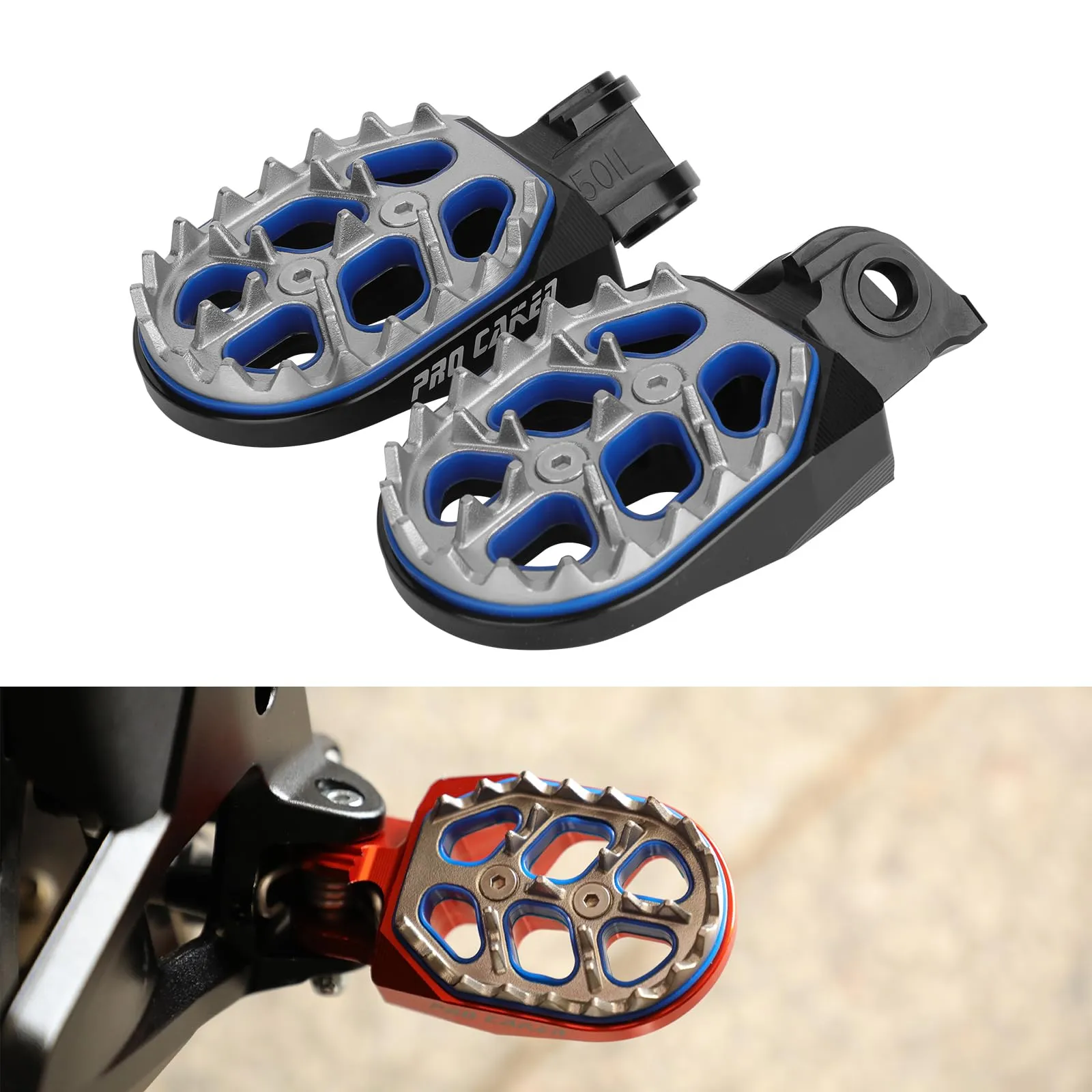 PRO CAKEN CNC Dirt Bike Double-deck Footpegs for 125/150SX15 150/250XC10-13 200-300XC-W 10-16