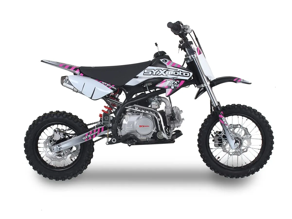 SYX MOTO 125cc Kids Dirt Bike, Electric Start, 4-Stroke, PINK, Fully Automatic, Off-Road