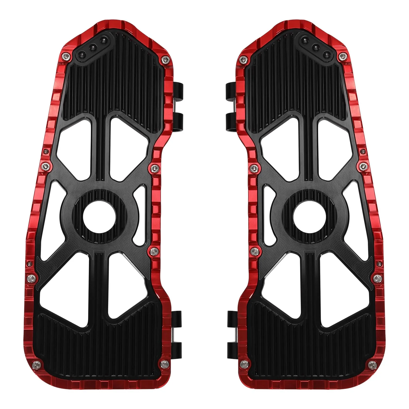 TCMT Black+Red Aluminum Driver Floorboards Fit for Harley Touring Models 2009-2023