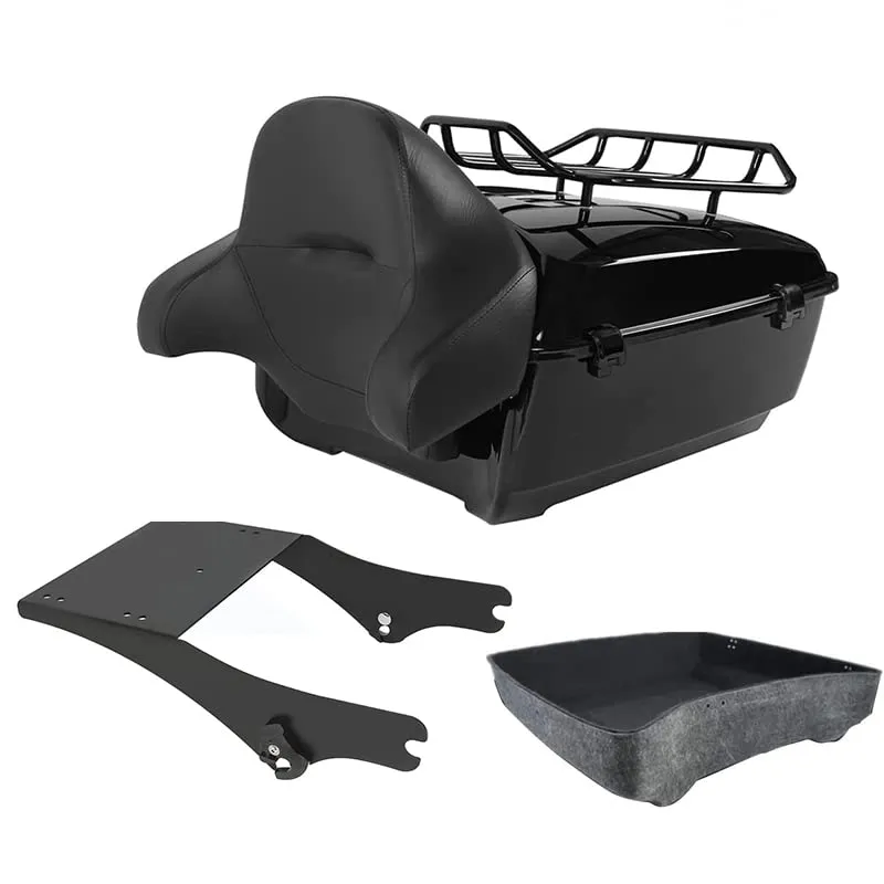 TCT-MOTORPARTS Black King Trunk Backrest Rack for Harley Touring Models 1997-2008