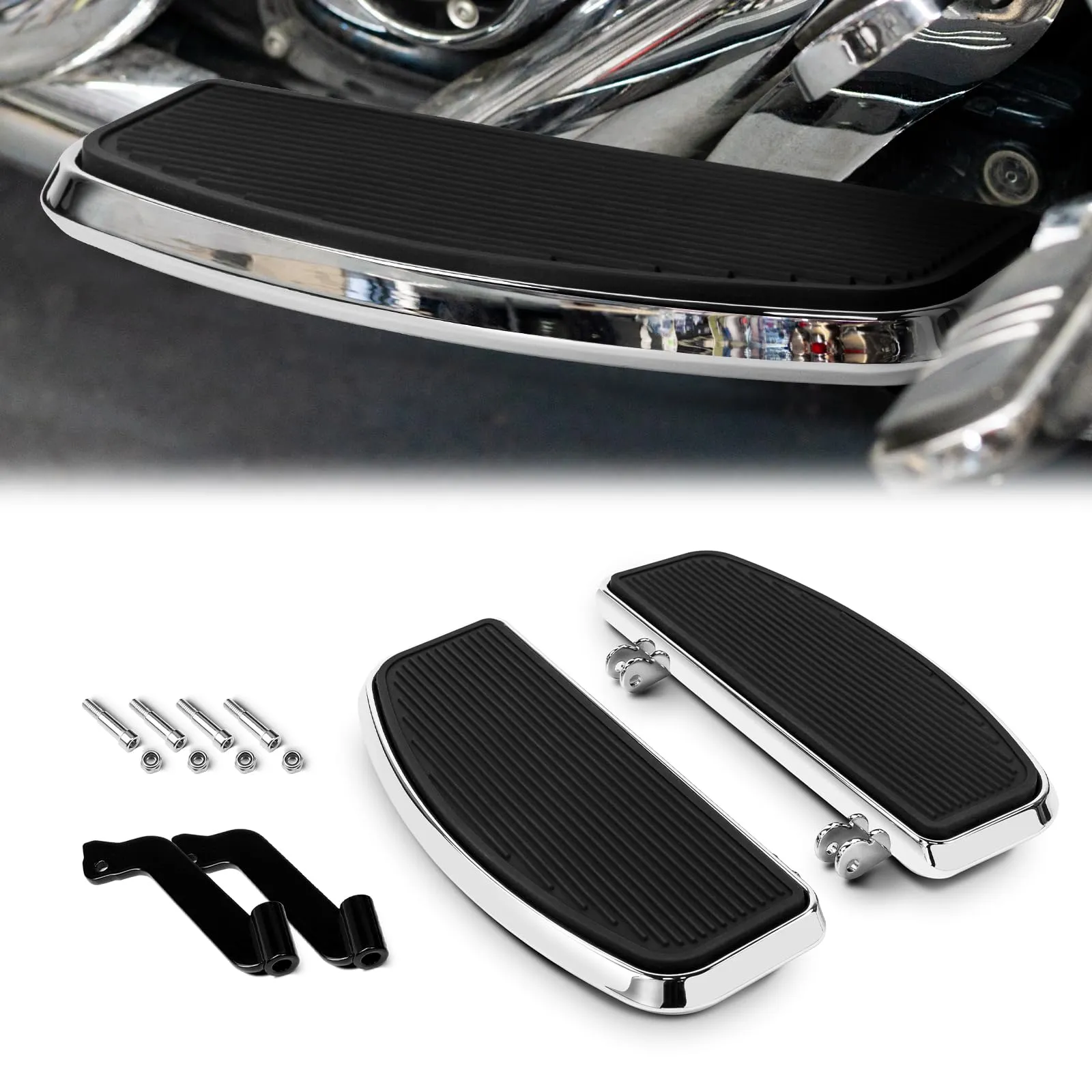 Traditional Chrome Footboard for Harley Touring, Road King, Electra Glide & Softail Models