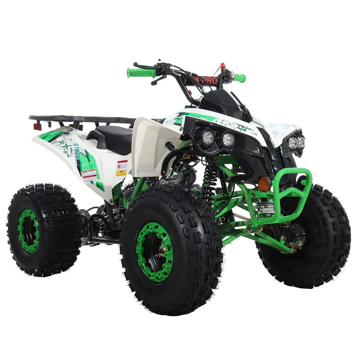 X-PRO 125cc ATV Green Quad with 19'/18' Tires, Automatic Transmission & Reverse Gear