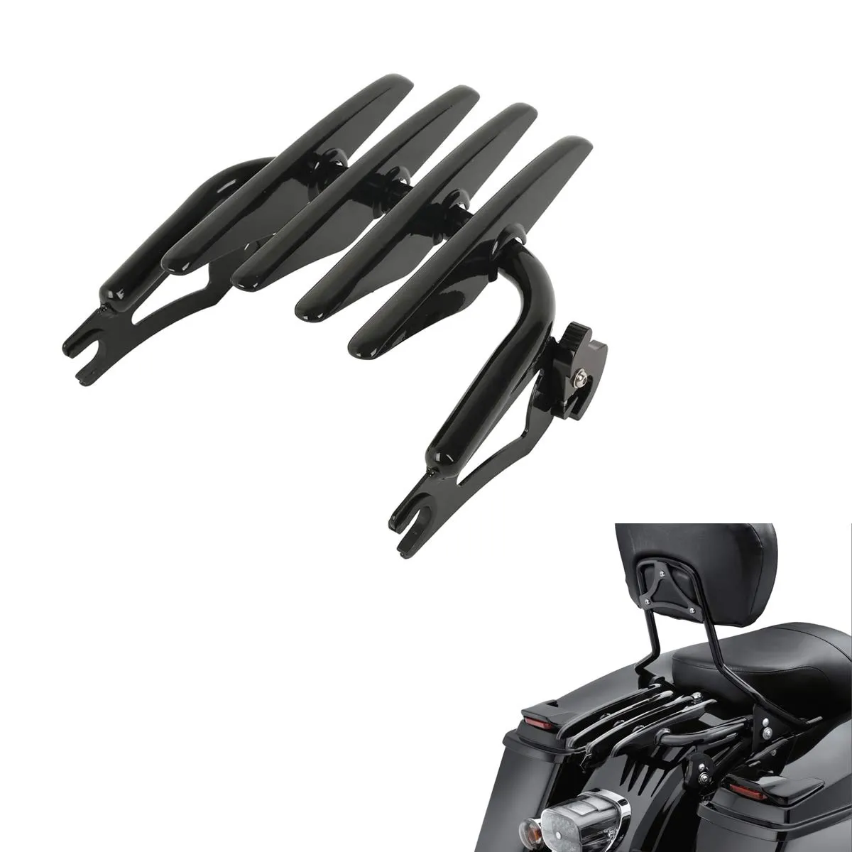 XMT-Moto Detachables Two-Up Luggage Rack for Harley Touring Models 2009-later, Vivid Black