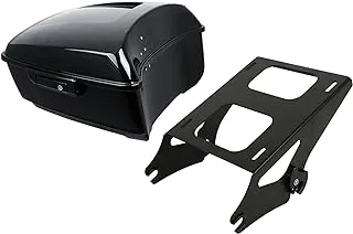 XMT-MOTO King Tour Pack Trunk + Black Mounting Rack for Harley Touring 2014-2023